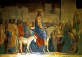 Image of Jesus riding the donkey